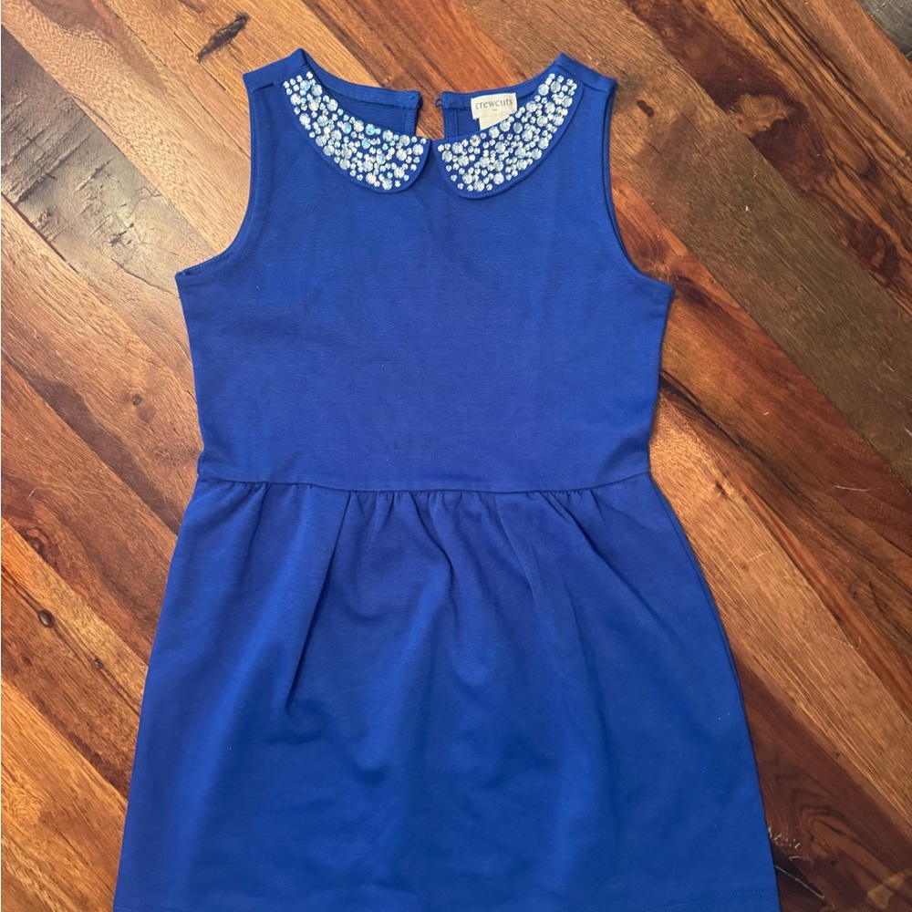 Crewcuts Royal Blue Kids Dress with Embellished Collar